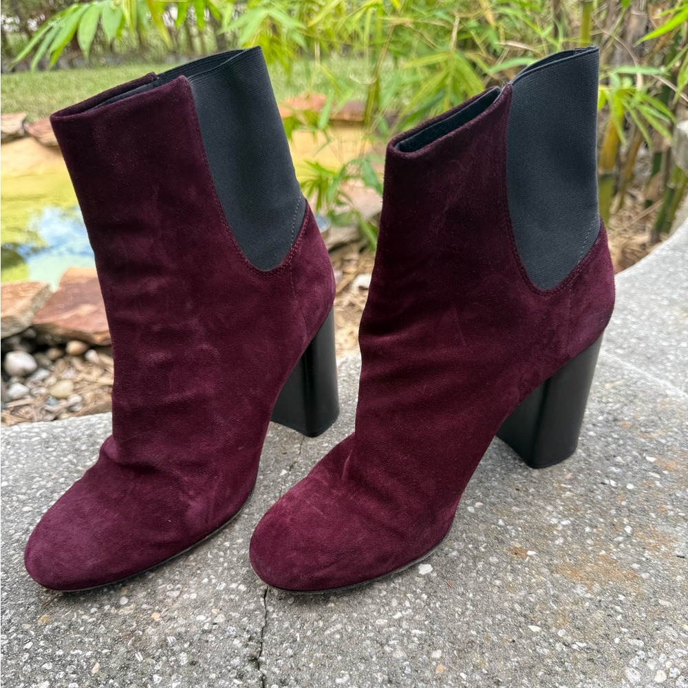 Burgundy Suede Ankle Boots